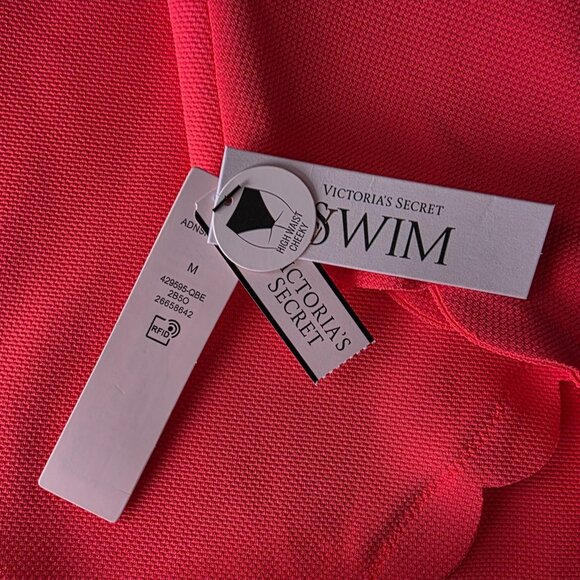 NEW Victoria's Secret Swim Womens Medium Bottom High Waist Cheeky Neon Orange - Picture 6 of 8